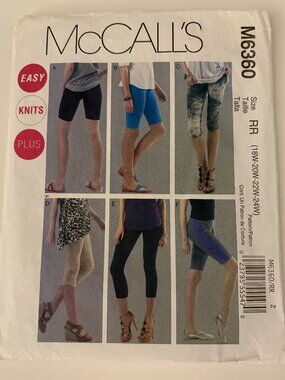 Uncut McCall's M6360 Misses' Leggings Sewing Patterns - Size 18W - 24W